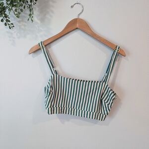 Flynn Skye Green and White Fitted Crop Tank Top